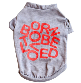 Hondenshirt "Born to be loved" grijs | XS