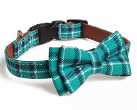 Honden halsband scottish bow | groen/blauw