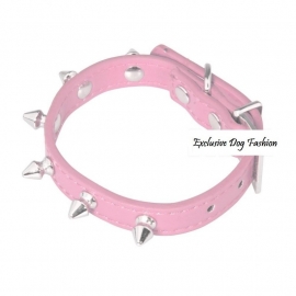 A01 - Halsband met spikes, roze. 18 - 25.5cm