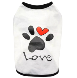 Hondenshirt "Love Paw" wit | XS, S