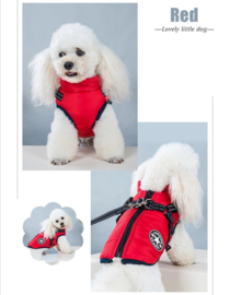 FASHION SPORTS 2-in 1 honden bodywarmer met harnas | rood | S,M, L, XL, XXL, 4XL,5XL