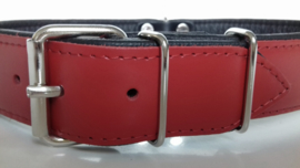 Leren honden halsband met studs | ZORAN | rood/zwart 65cm