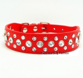 HB119 - Halsband strass, rood 21-27cm