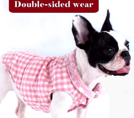 Pink plaid, honden bodywarmer | M,  XXL