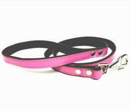 Leren hondenlijn / looplijn | roze / zwart | 120 x 2cm