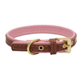 dubbellaagse halsband | bruin / roze