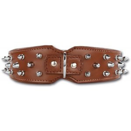 DOXTASY leren honden halsband |  SAVAGE SPIKES | Bruin