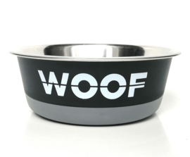 Hondenvoerbak WOOF | Zwart/grijs