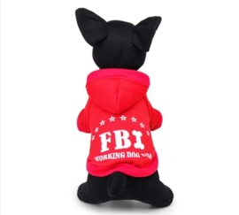 Hondentrui / hoodie "FBI" | Rood | M, L