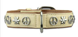 Honden halsband artleather "peace"