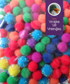 Pompons 7mm mix gekleurd