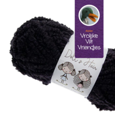 Poppenharen  bouclé zwart