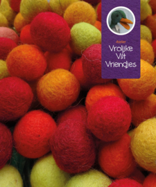 Wolballen rood-geel-oranjetinten mix 24 stuks