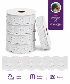 Broderie 40mm wit