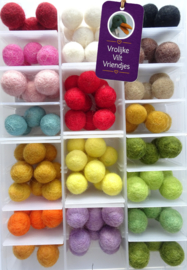 Wol-viltballen in opbergdoos 15 mm