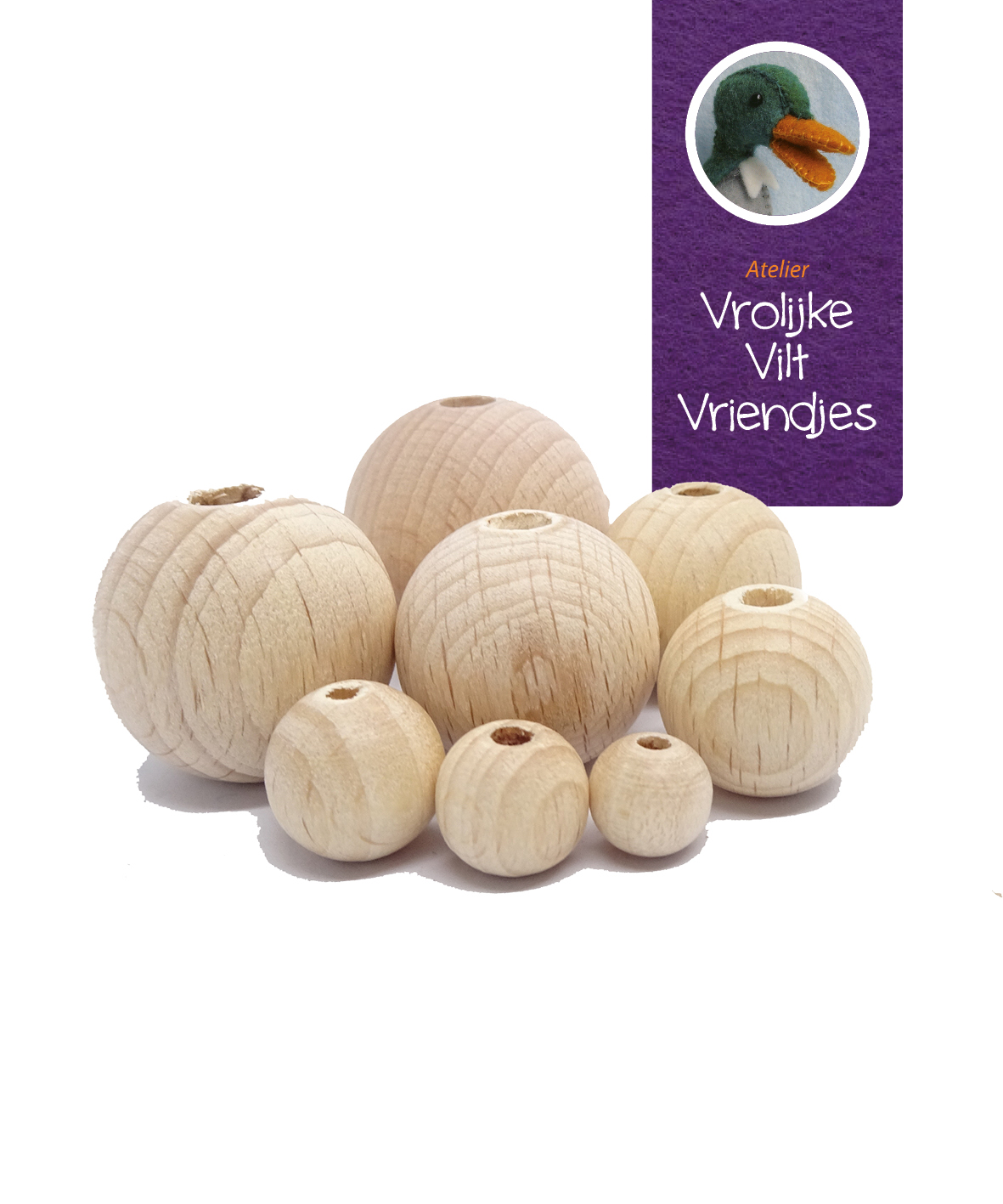 Blank houten kralen 20 mm (8 stuks)