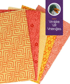 Katoen geel-oranje-roze