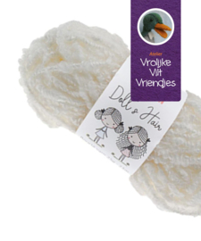 Poppenharen  bouclé wit