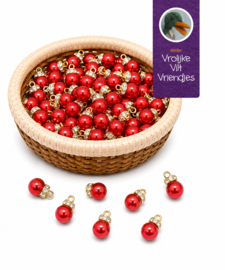 Kerstballen rood 10 mm 3 stuks