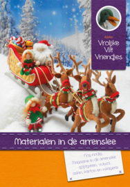 Materialenpakket arrenslee, rendieren, Kerstman en 2 elfjes (excl. patroon )