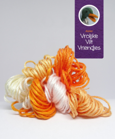 Wolvilt pakket oranje- wit tinten 15-20 cm