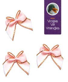 Strikjes roze goud 3 stuks