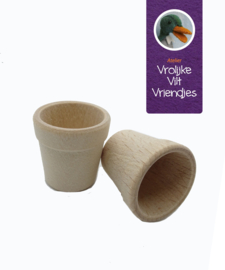Houten bloempot/ hoed