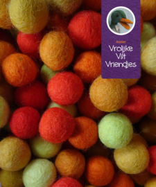 Wolballen rood-geel-oranjetinten mix 24 stuks