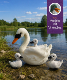 Zwaan met 3 jongen