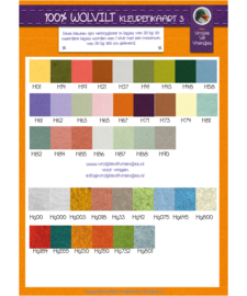 Stalenkaart met stukjes wolvilt nr 3