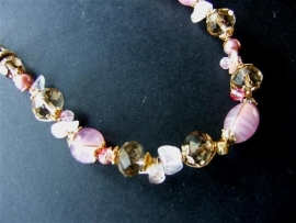 A120 Rosequarts and rose pearls
