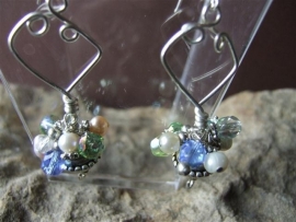 003  Blue-green-clear cristal beads and fresh water pearls E25,-