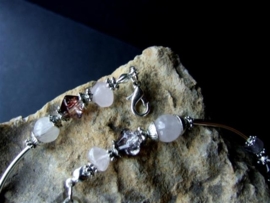 183  Necklace with nice Agate stone, Rosequarts  and  Amethyst. 