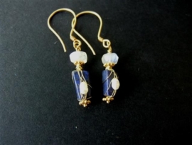 204 Lapis Lazuli, zoet water parel, goud 