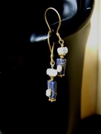 204 Lapis Lazuli, zoet water parel, goud 