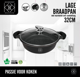 KOOKKUNST HOLLAND Hapjespan 32cm Bakeliet handvat
