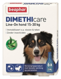 Beaphar - DIMETHIcare Line-On tegen vlooien en teken 15-30 KG (6 pipetten)