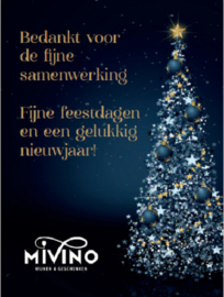 Etiket Kerstboom blauw tekst en eigen logo