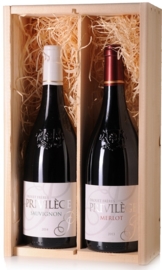 Wijngeschenk Cuvée Privilége  - in 2 vaks  bedrukte kist