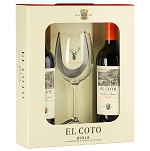 El Coto Crianza Rioja DOCa - wijngeschenk met 2 flessen en een wijnglas