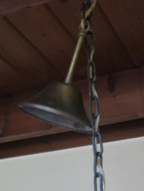 VERKOCHT Vintage industriele hanglamp met koperen kap