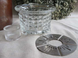 Oud glazen theelicht rechaud