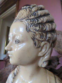 Antieke Franse spekstenen buste vrouw - 35 cm hoog