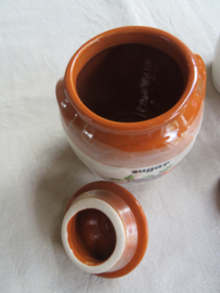 VERKOCHT Vintage aardewerk voorraadpot suiker (sugar)