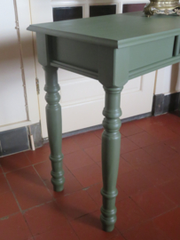 VERKOCHT Brocante groene houten sidetable wandtafel - 120 cm