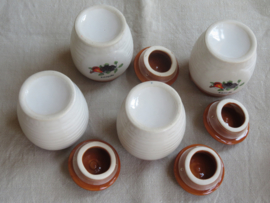 Vintage aardewerk kruidenpot met deksel (spices) - (prijs per stuk)