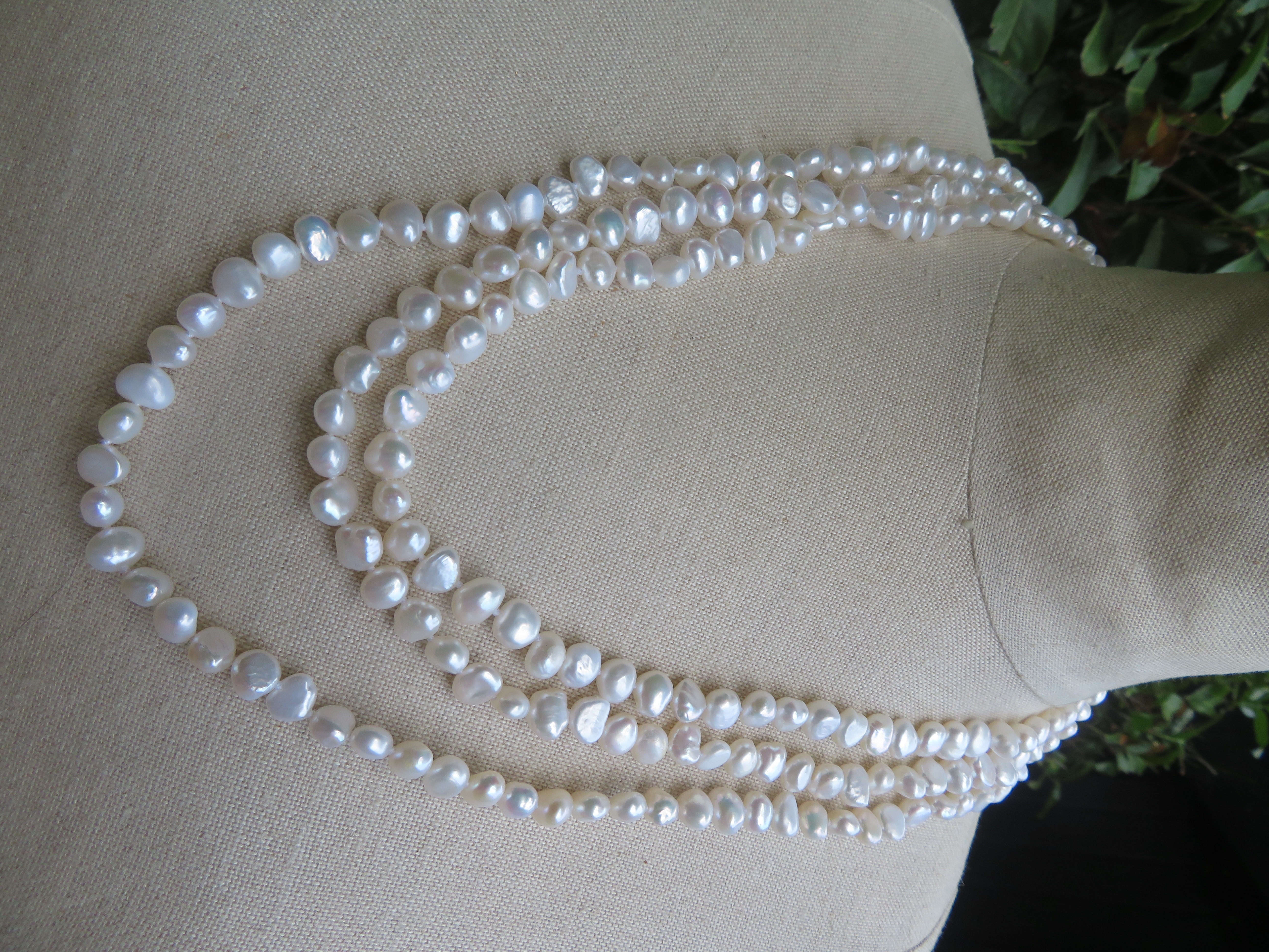 VERKOCHT Vintage lange parelketting - 180 cm