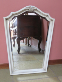 VERKOCHT Oude brocante Franse spiegel in craquelé houten lijst, 63 x 45 cm