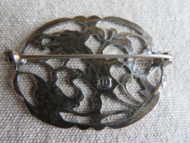 Oude zilveren bloemen broche 1e gehalte zilver