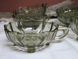 Oude bowl glazen, glazen fruitschaaltjes dessertschaaltjes, set van 6 stuks